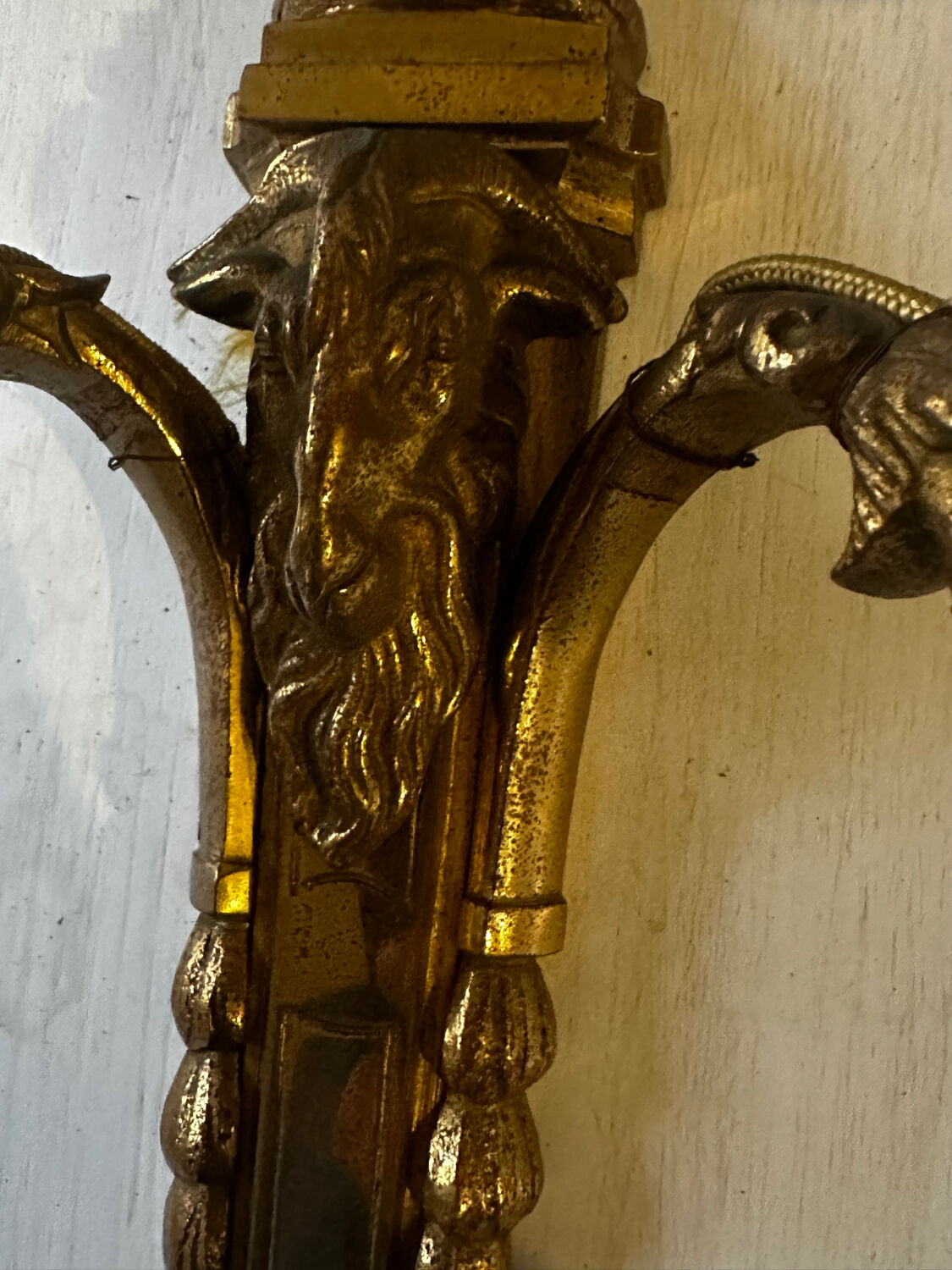 Brass wall sconce – goat head decoration – Louis XVI Empire style –