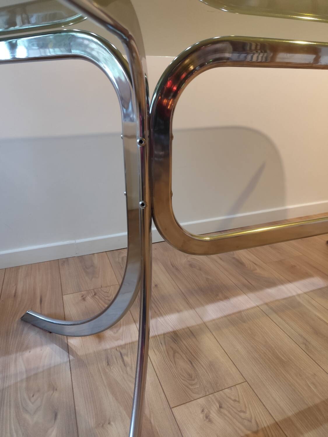Vintage glass and chrome table