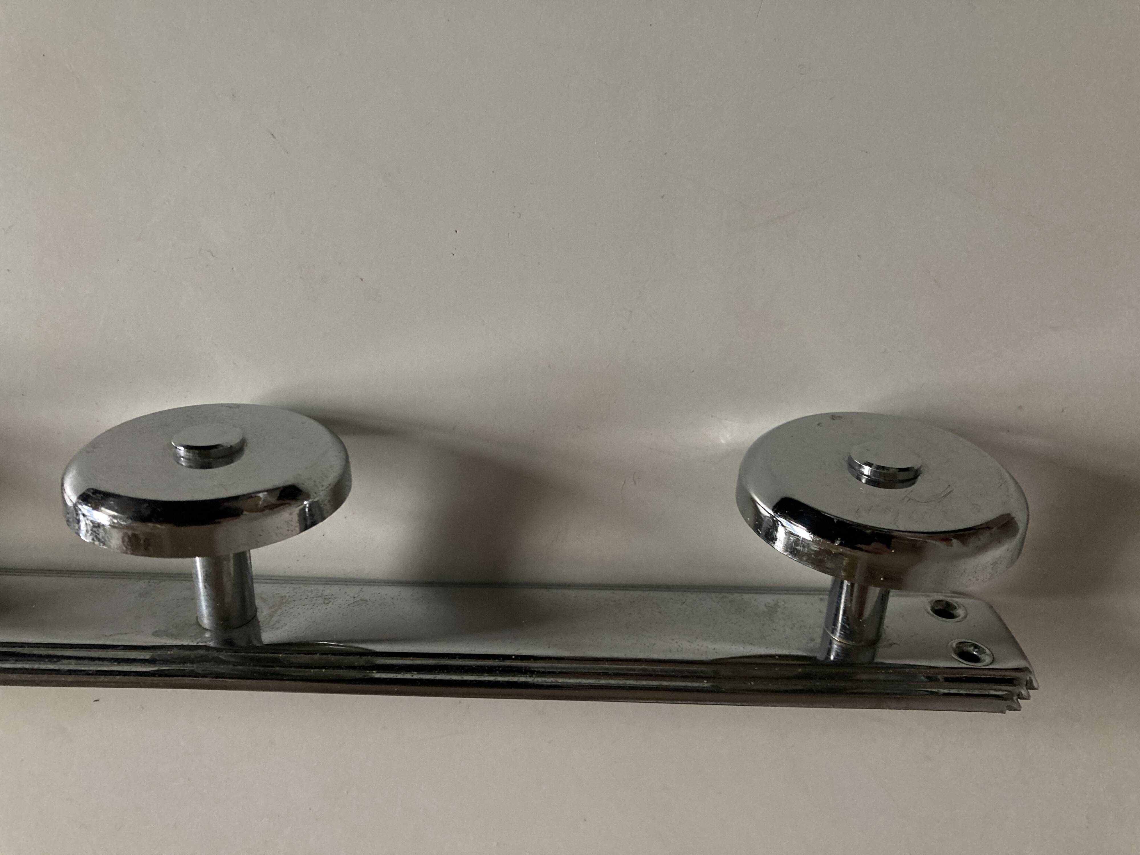 chrome Art Deco bathroom coat hook 57cm