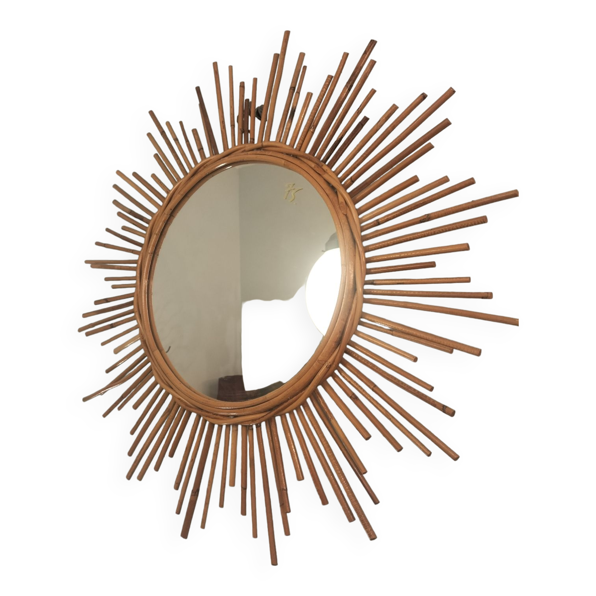 Miroir rotin année 1960