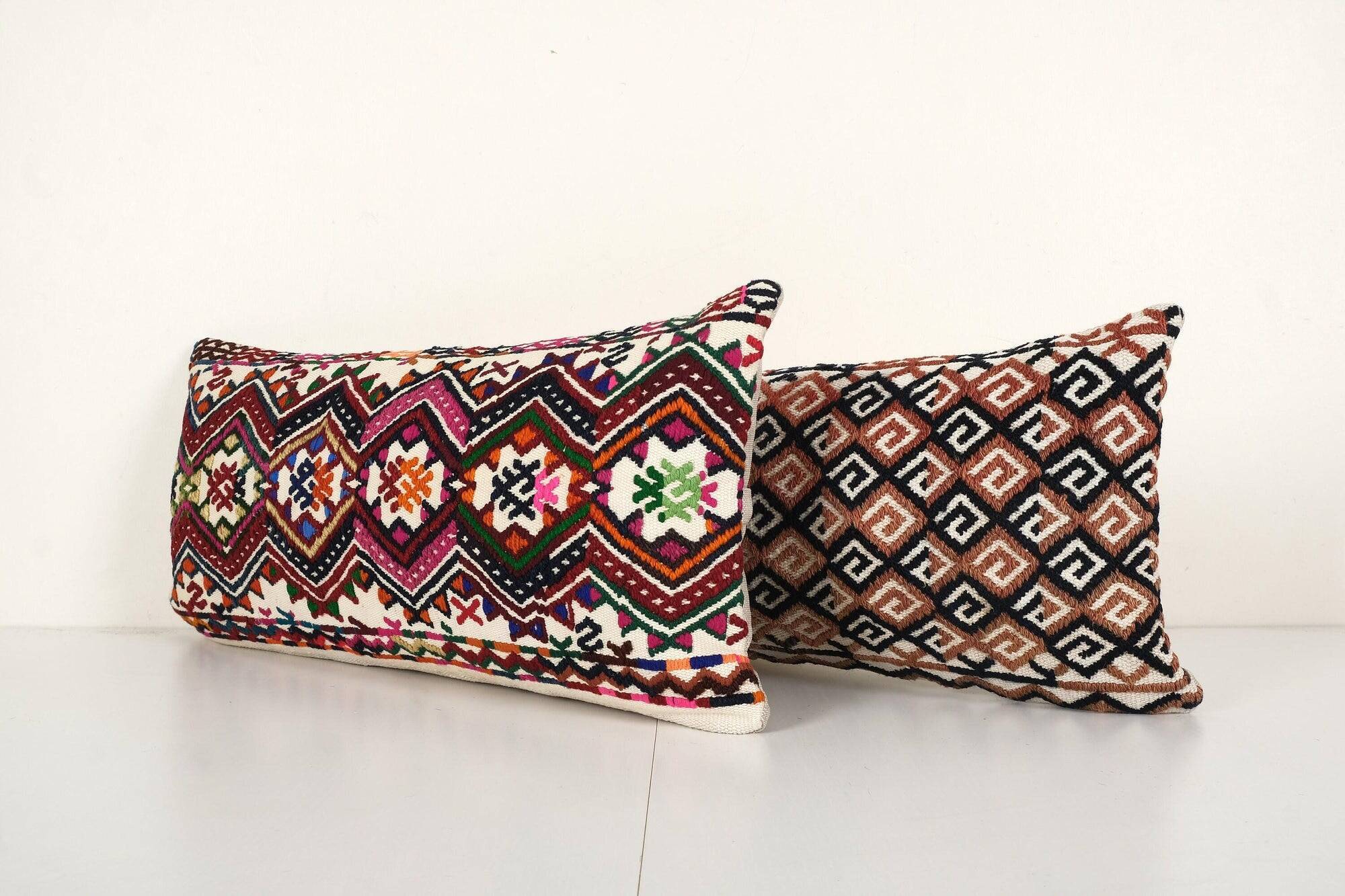 Set of 2 vintage Turkish cushion covers 25x61 cm
