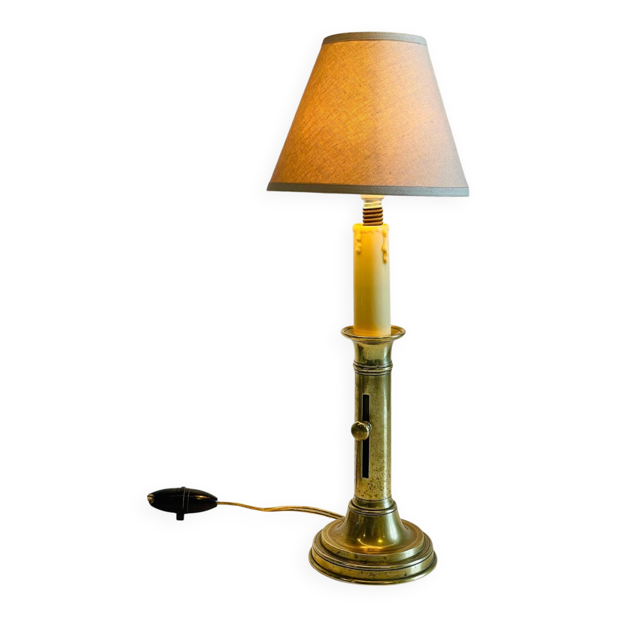 Vintage Solid Brass Candlestick Lamp