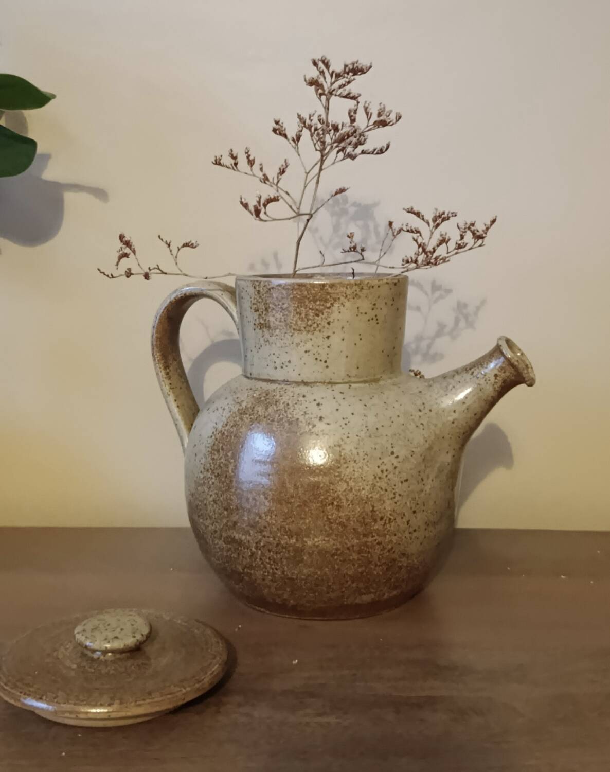 Vintage stoneware teapot signed by Nathalie and Christophe Hurtault.