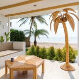 Rattan coconut floor lamp