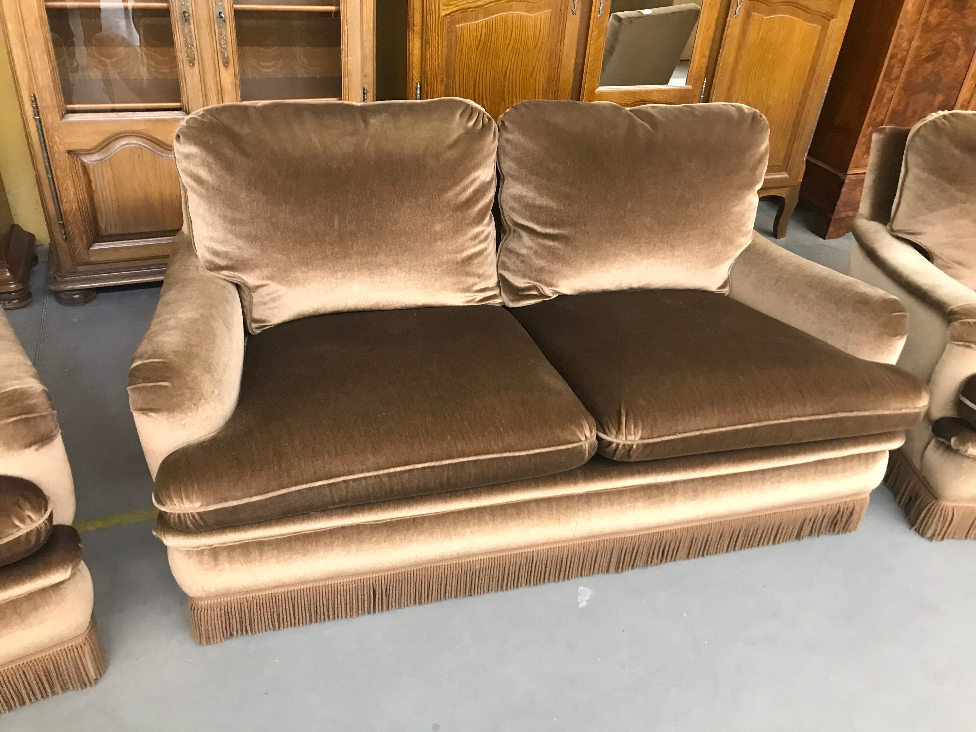 Sofa lounge two velvet armchairs 1970 Sanz