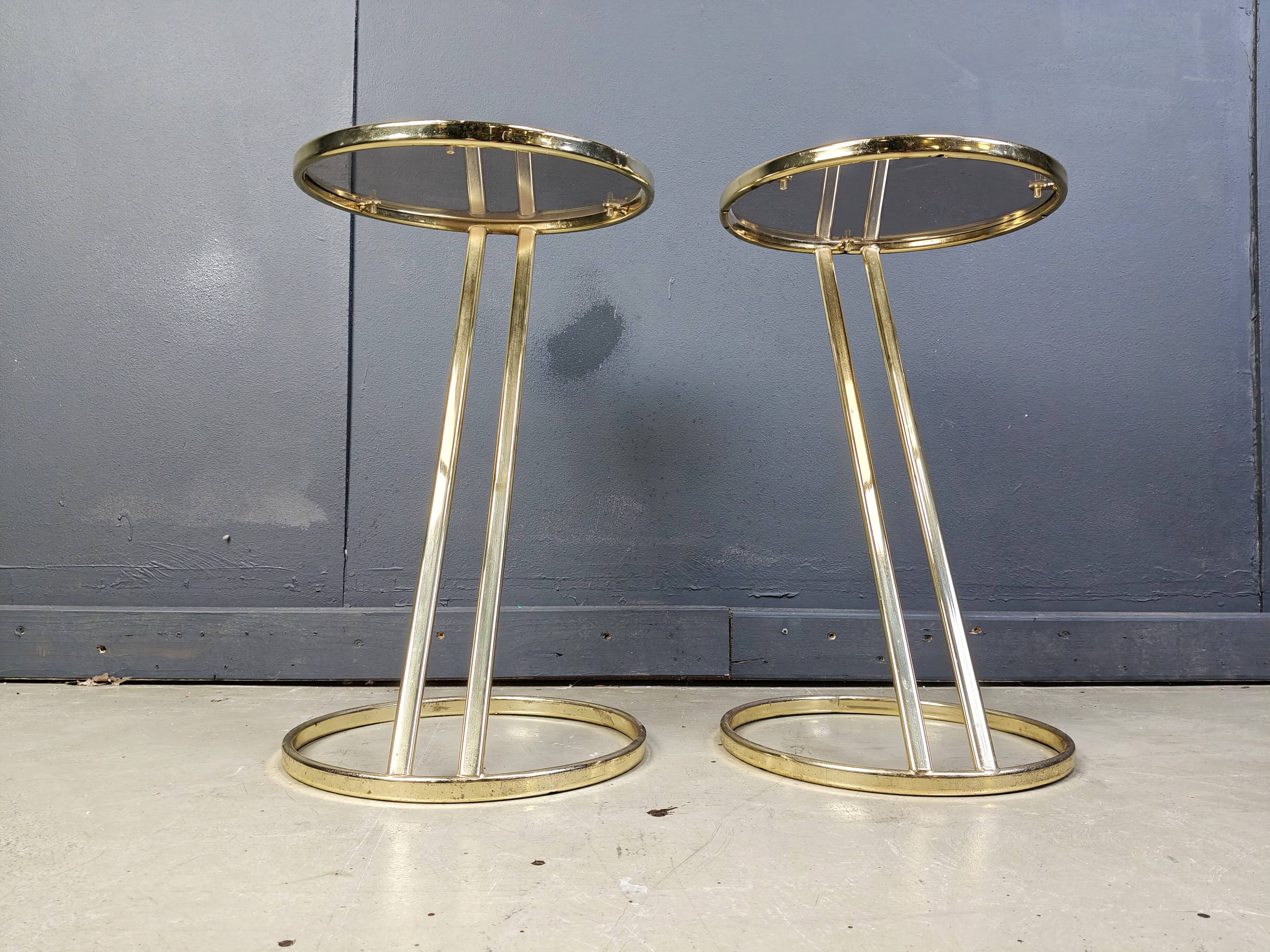 Vintage brass side tables - set of 2, 1970s