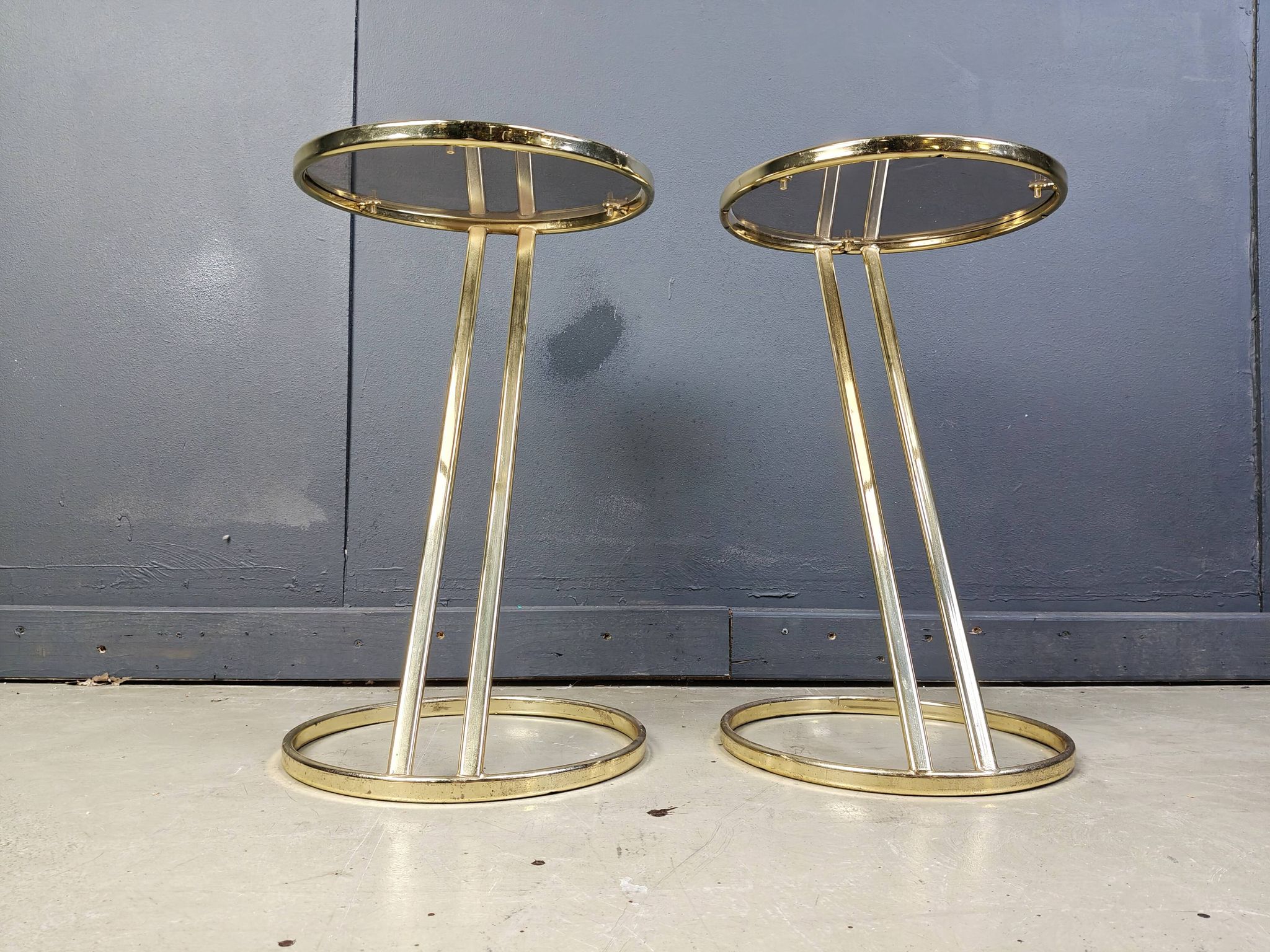Vintage brass side tables - set of 2, 1970s