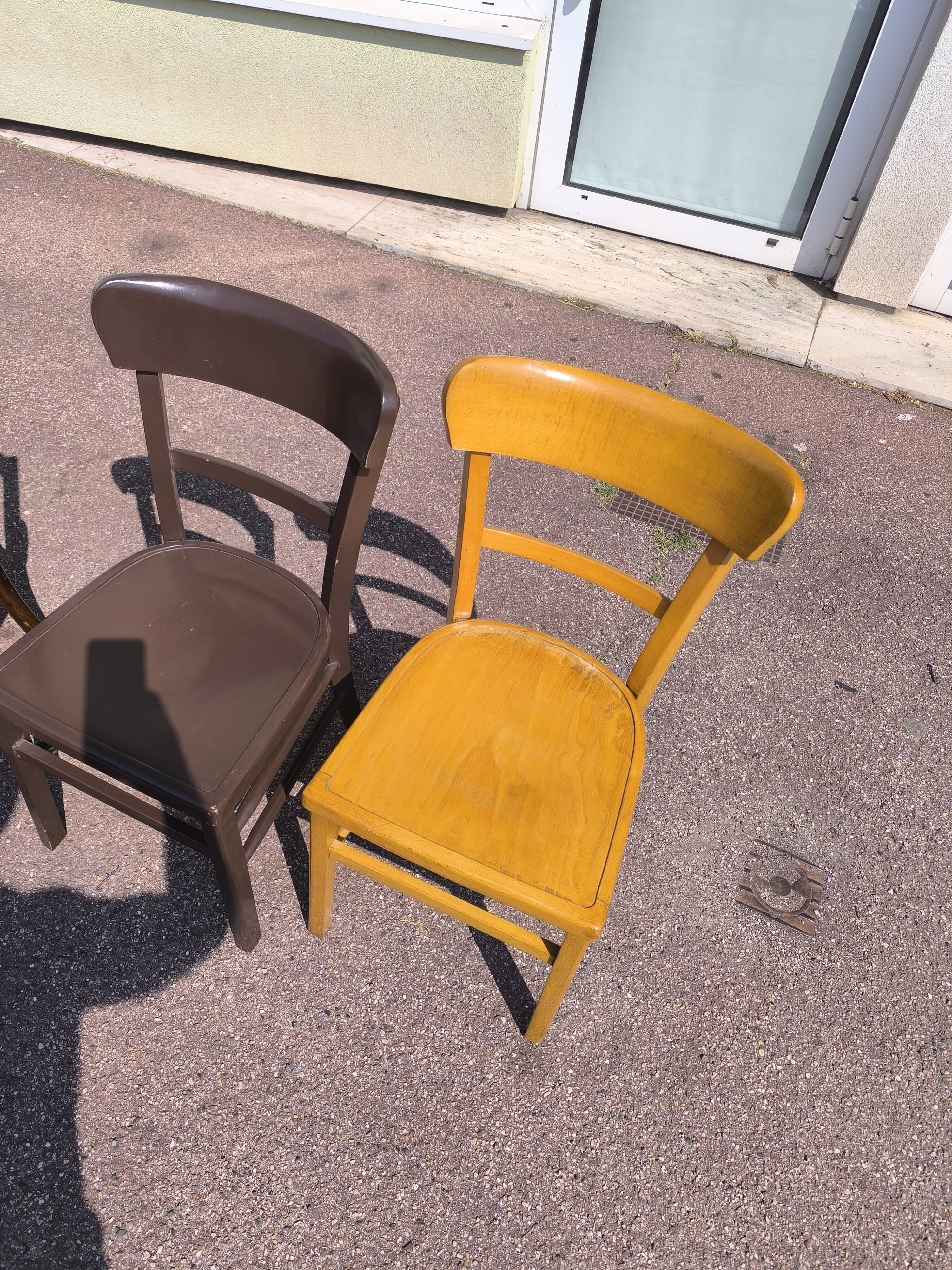 Lot de 6 chaises de bistrot dépareillées bois vintage