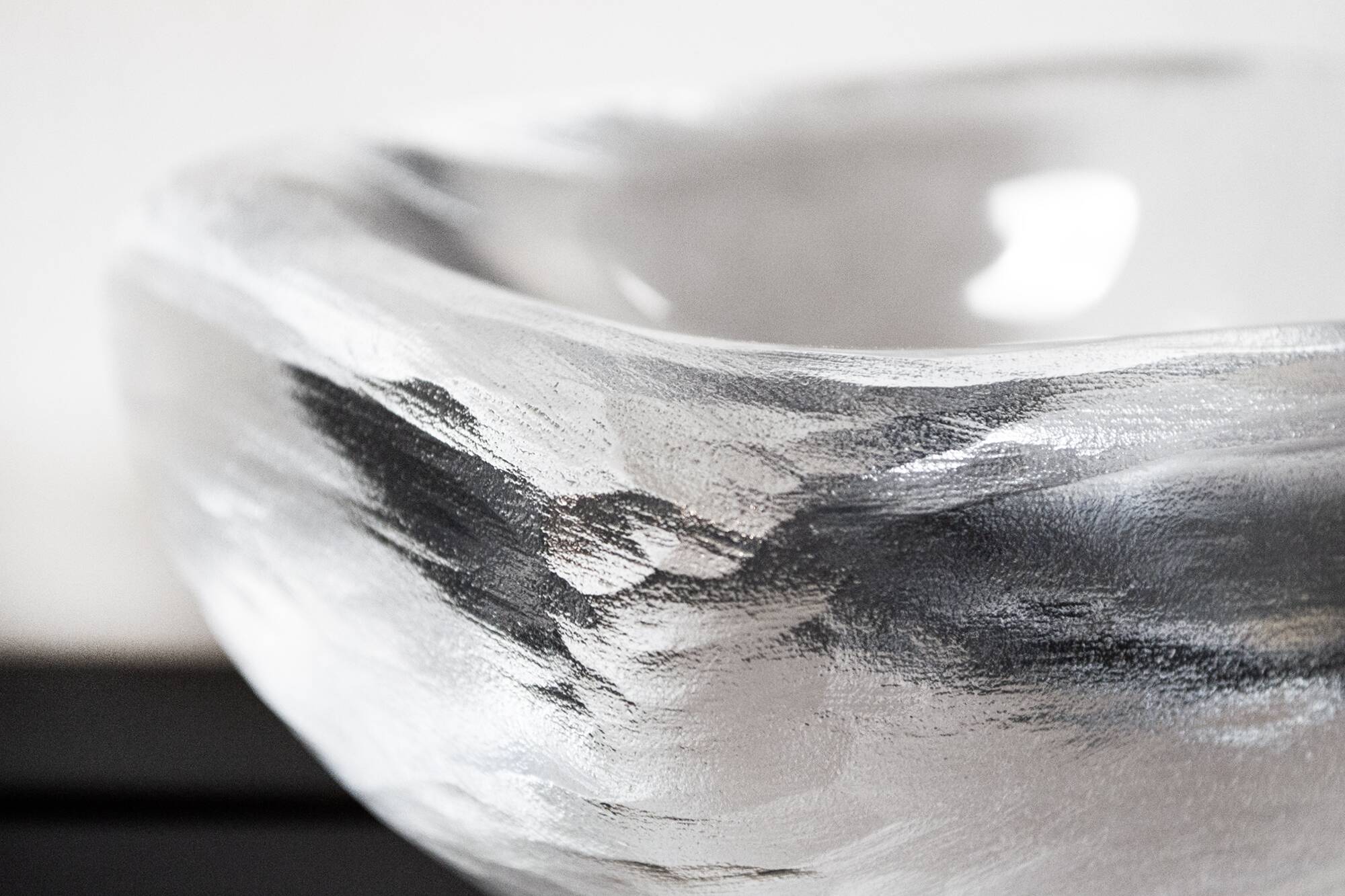 Centre de table en verre transparent lourd Orrefors Suède années 1960