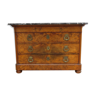 Antique walnut marble top chest of drawers