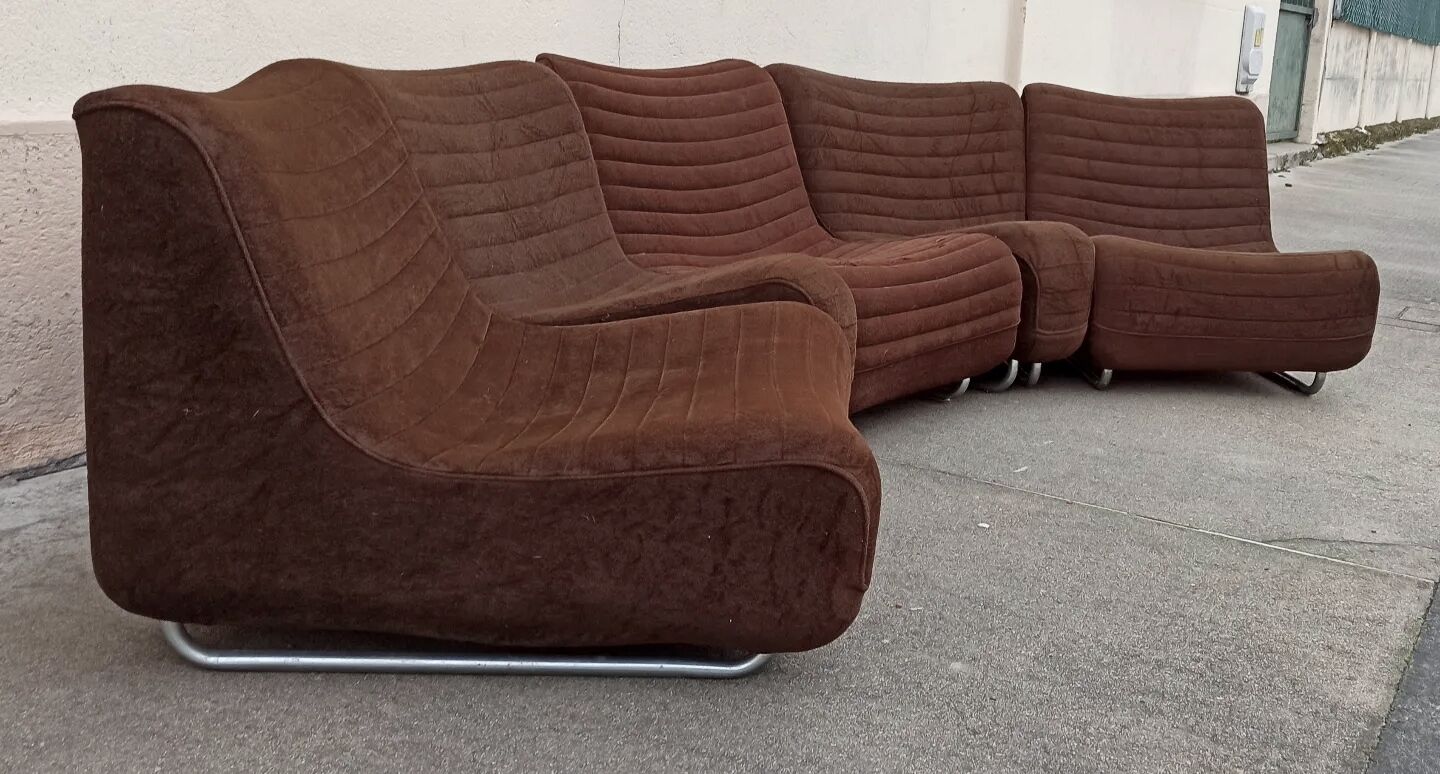Ensemble de 5 chauffeuses marron Carl-Henrik Spak années 70