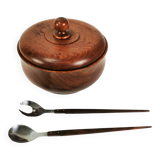 Large teak bowl and salad spoons, Denmark, 1960s
