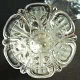 Pair of pressed, molded crystal candlesticks, signed Val Saint Lambert, art deco