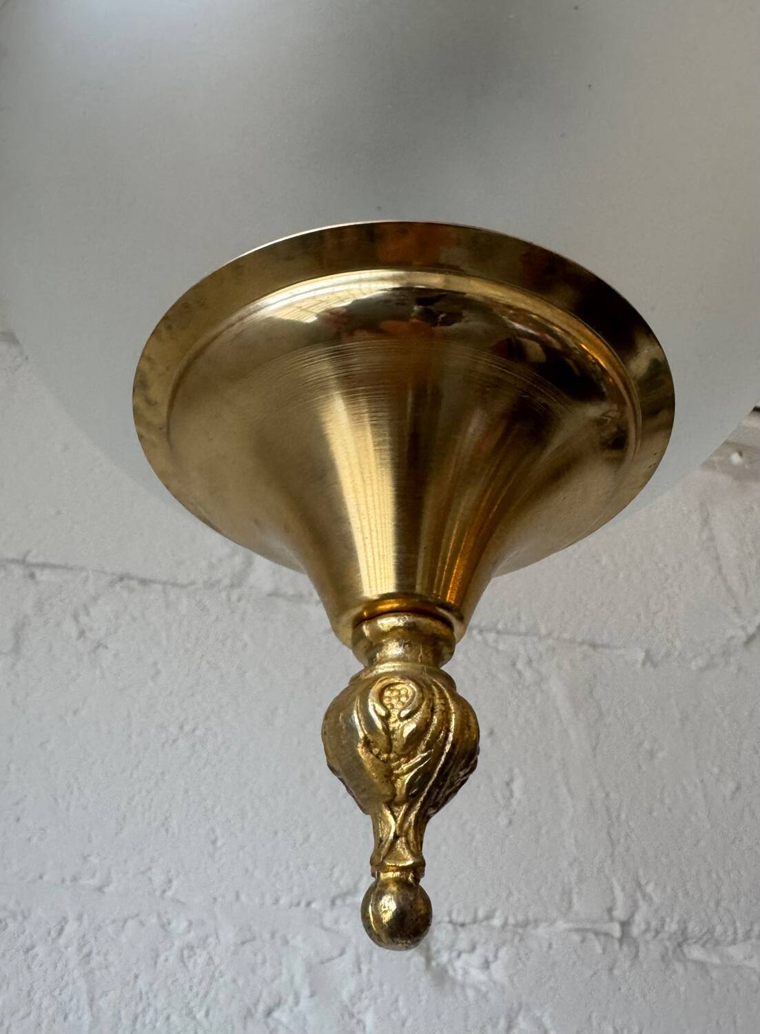 70s frosted engraved globe lantern chandelier