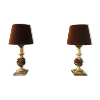 Carved wooden floor lamps