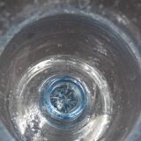 Candlestick or photophore in sky blue bulled glass, signed Biot