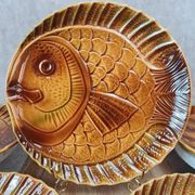 Set of 6 large fish plates Sarreguemines vintage