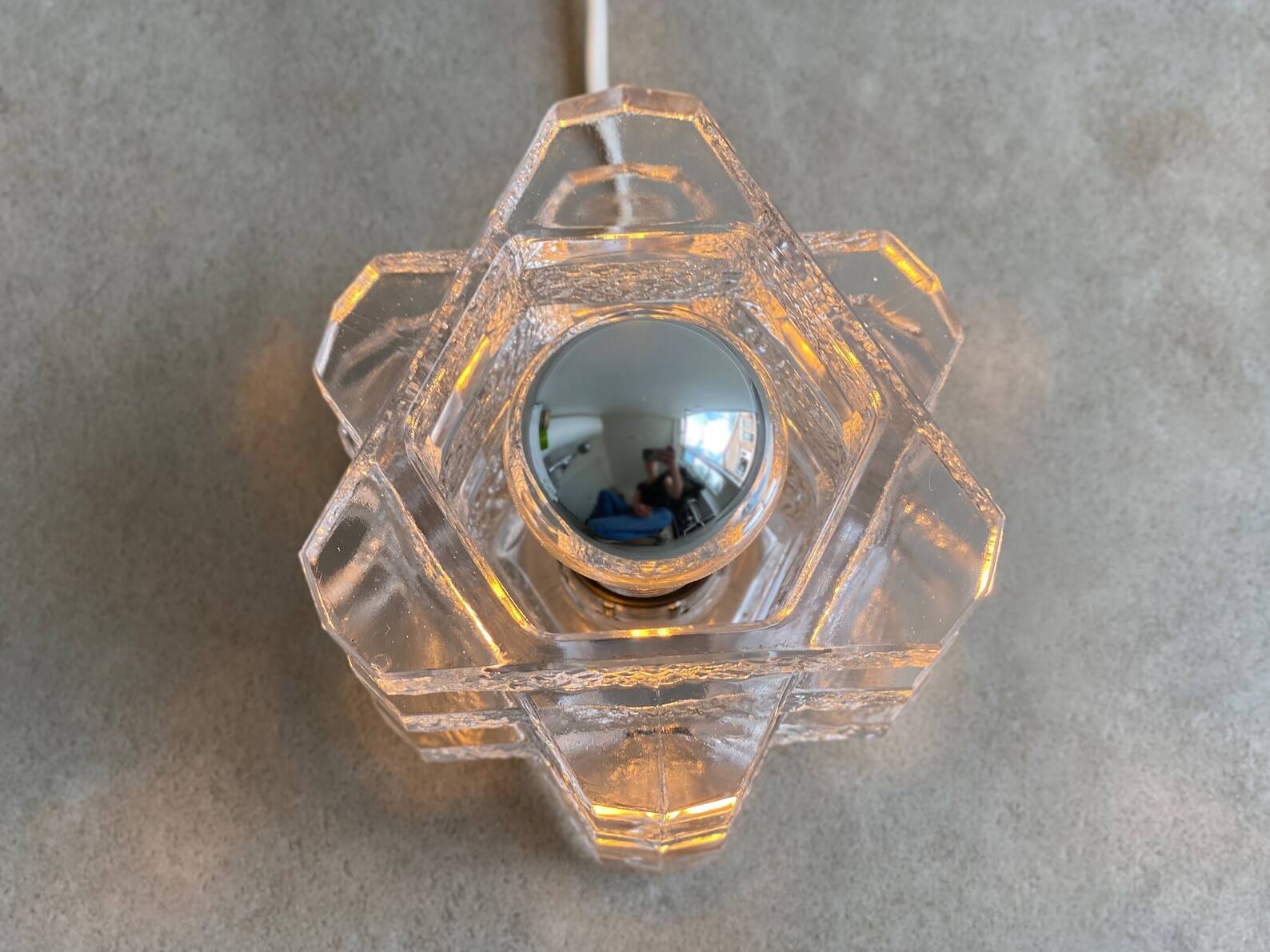 Lampe de table Glass Peill & Putzler, lampe en verre glacé allemand