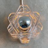 Glass Peill & Putzler table lamp, German ice glass light