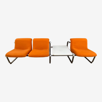 3-seater bench with table - Marc Held - 80s - Airborne Edition