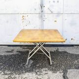 Adjustable height table-table, metal and wood Italy, 1960s