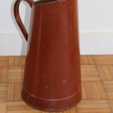 Brown enamelled steel pitcher