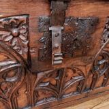 Old Gothic chest 17th century solid oak