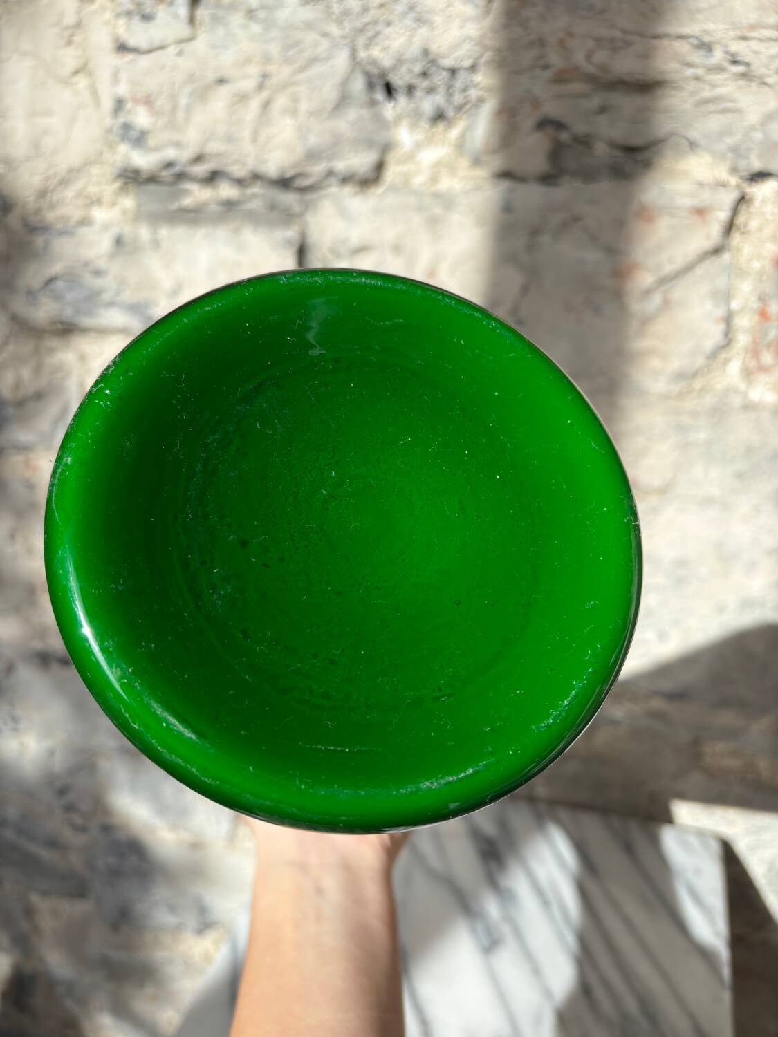 Bright green “Opalino Italy” vase