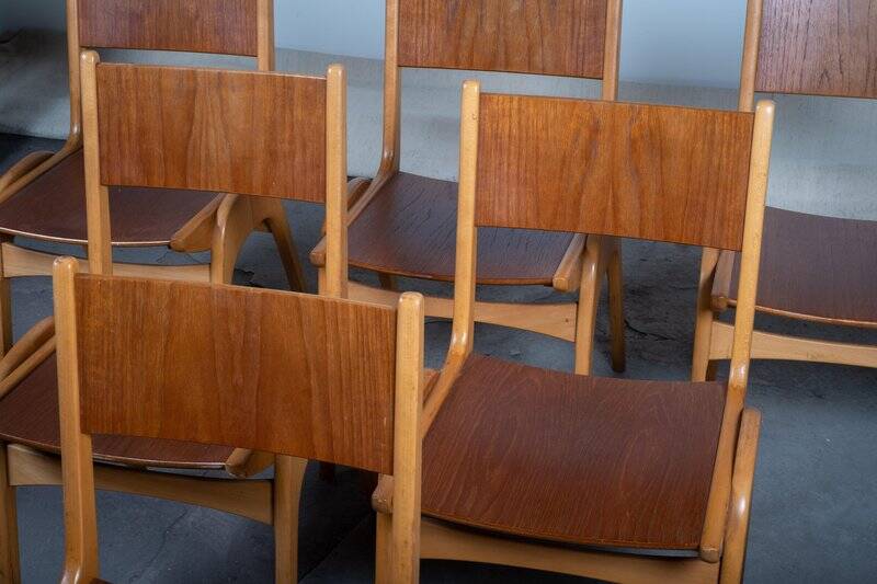 Stackable chairs attributed to Sorø Møbelfabrik, Denmark, 1950s, Set of 6