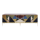 Mid-Century Modern Style Italian Sideboard Made of Wood Brass and Colored G
