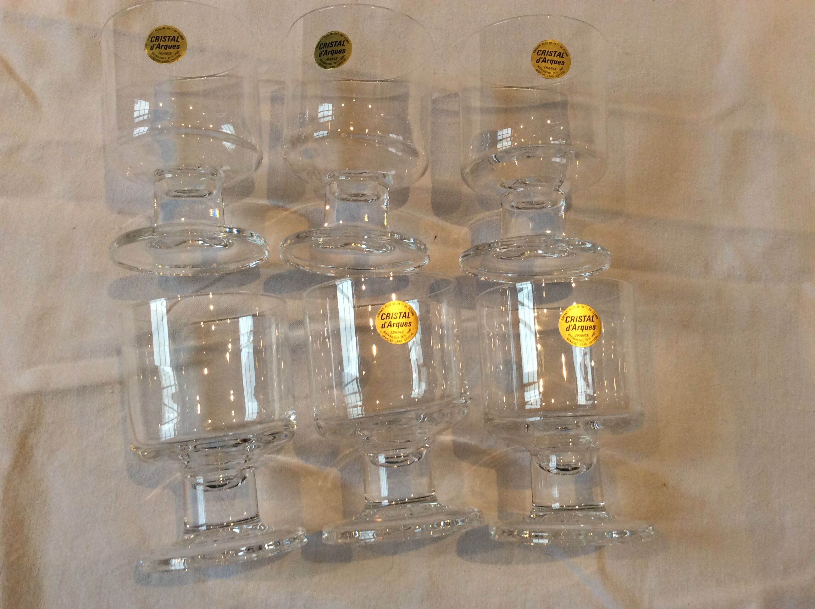 6 wine glasses and 6 vintage water glasses