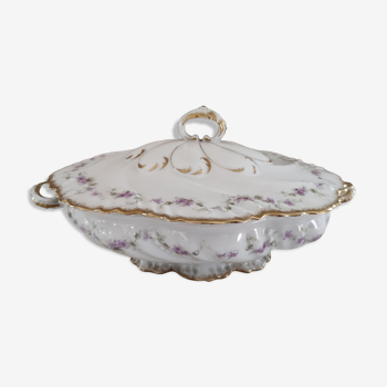 Légumier en porcelaine de Limoges décor or 1890-1900 A Lanternier France Brink & Winckler
