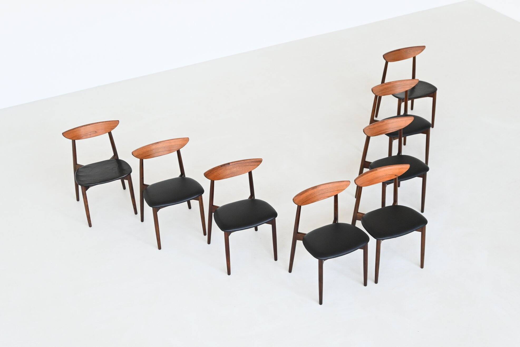 Harry Ostergaard set of eight dining chairs rosewood Randers Denmark 1960
