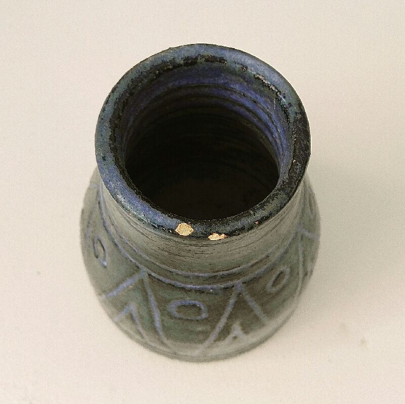 Scarified ceramic vase by Olivier Pettit vintage