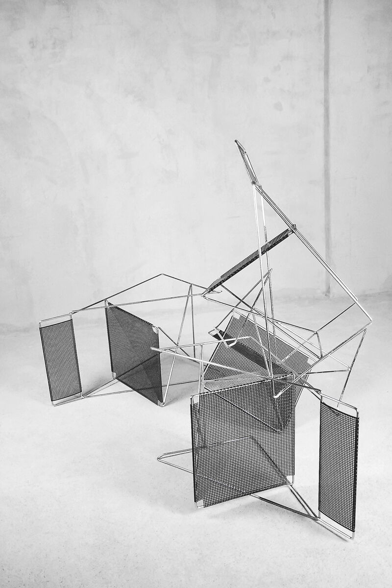 Minimalist Metal X-Line Chairs by Niels Jørgen Haugesen for Hybodan, 1970s, Set of 4