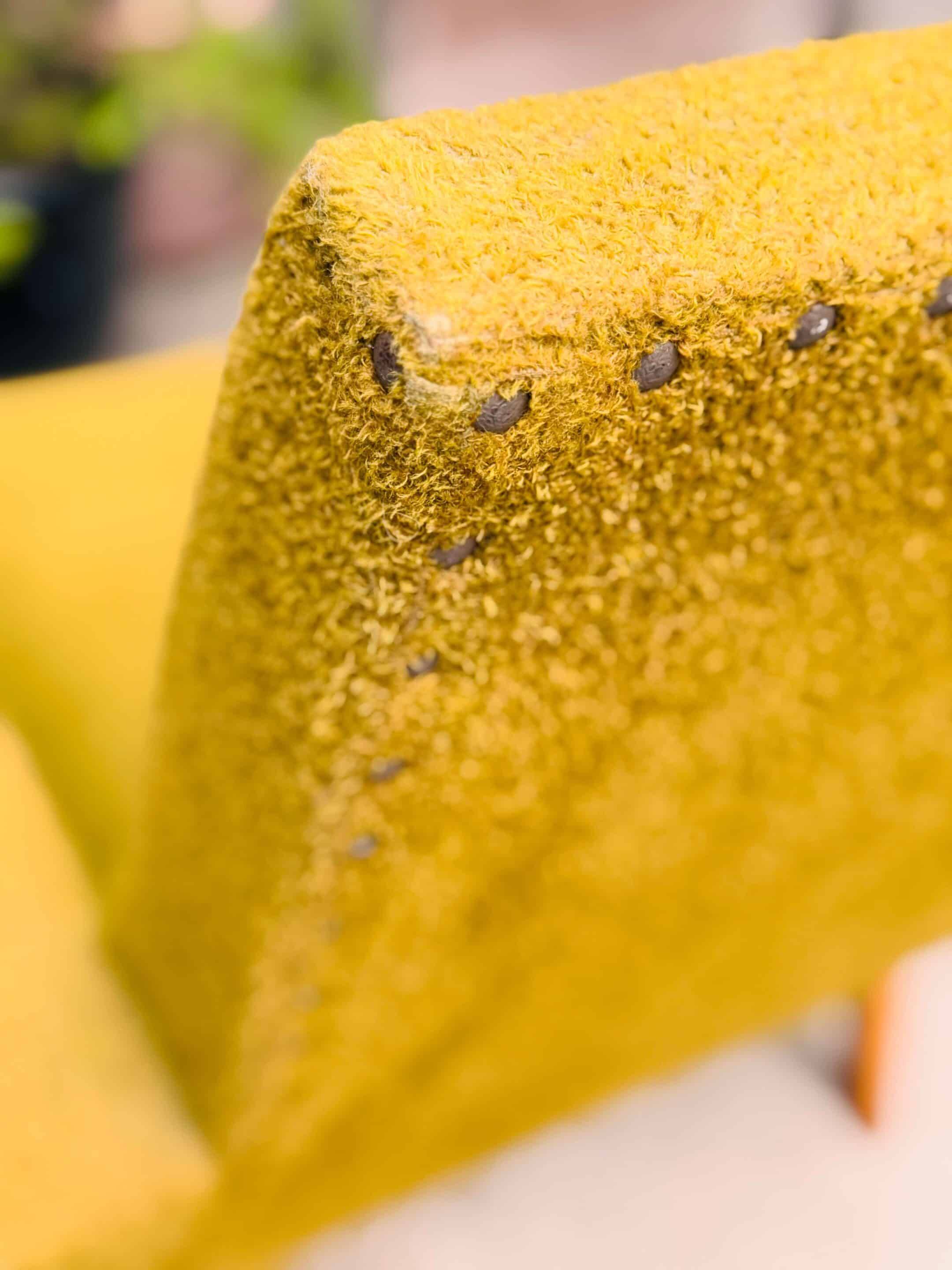 Vintage 60s armchair in cumin yellow terry fabric