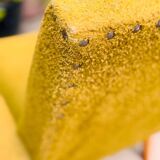 Vintage 60s armchair in cumin yellow terry fabric