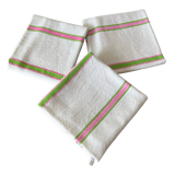 Antique tea towels in linen and cotton fancy patterns