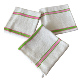 Antique tea towels in linen and cotton fancy patterns