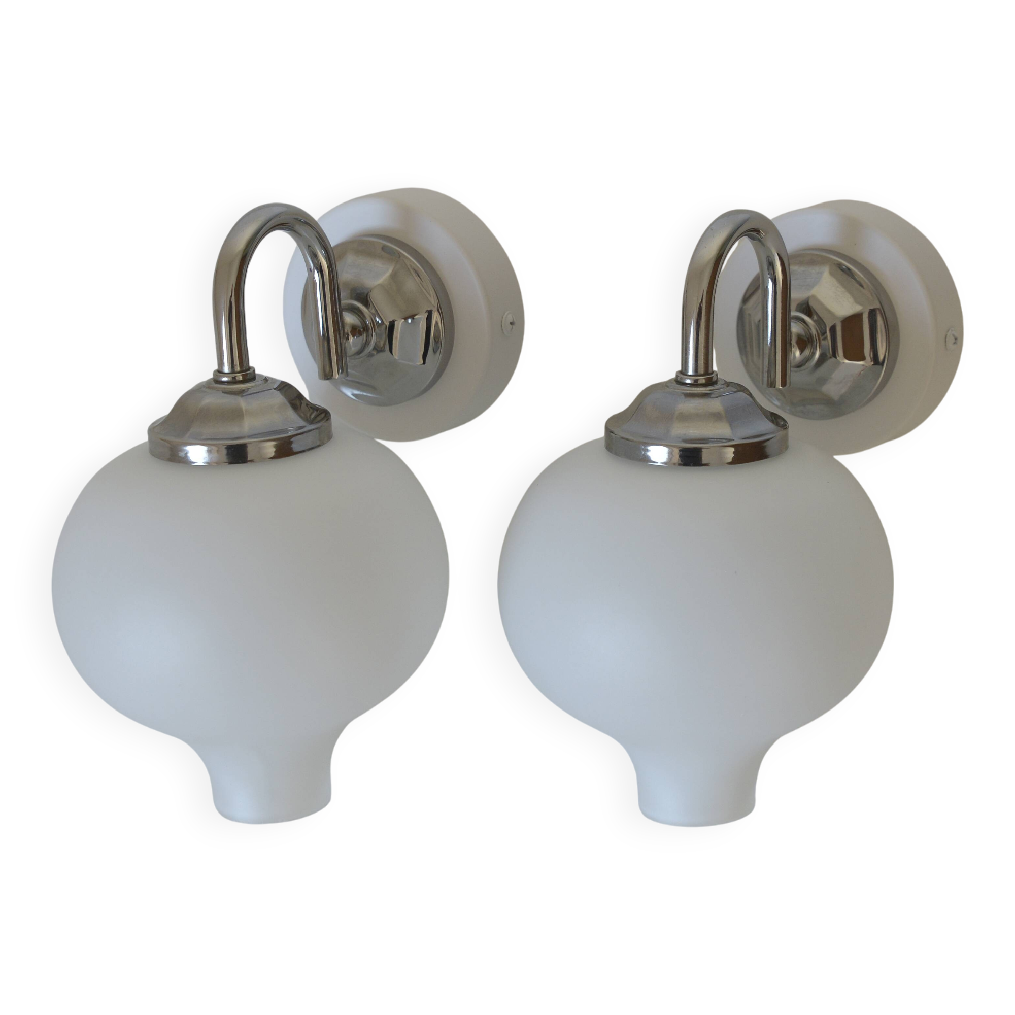 Set of 2 Vintage Wall Lamps: Mid Century Modern Sconces, Yugoslavia 1970's