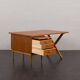 Teak and oak double-sided desk with X-shaped legs