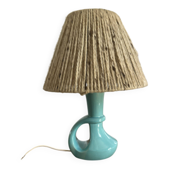 1950s ceramic and wool lamp made in France
