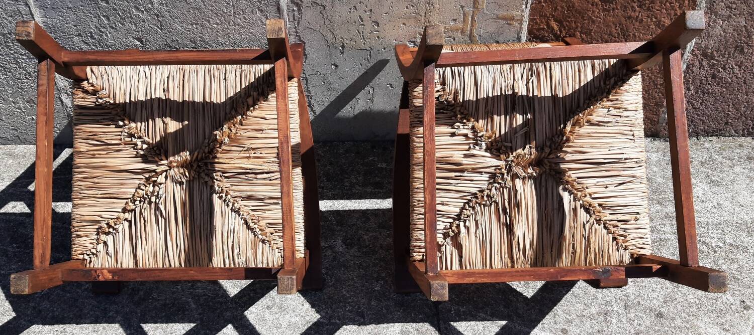 Paire de fauteuils paille (Josep Torres Clavé, 1936)