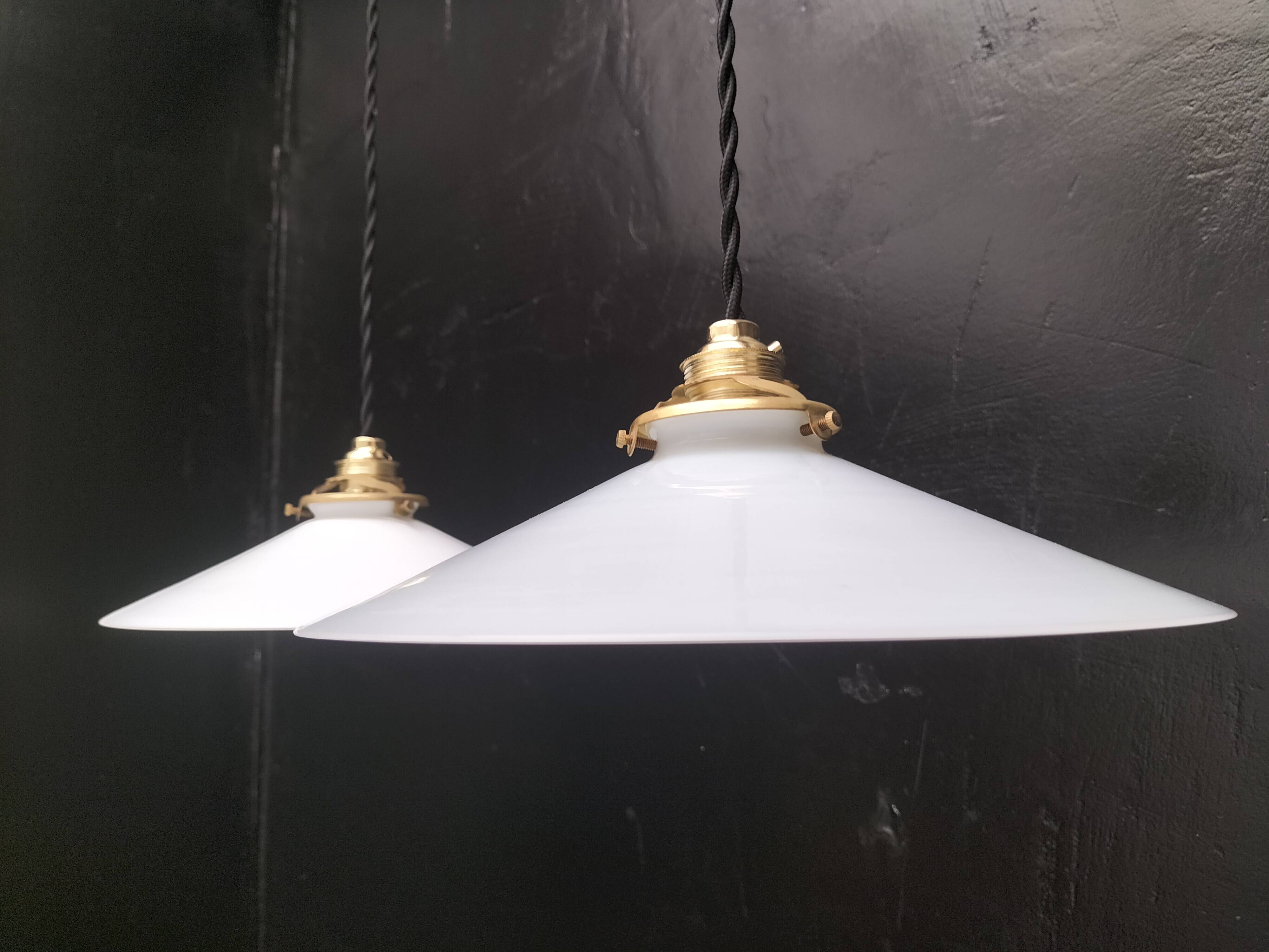 2 opaline pendant lights
