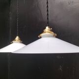 2 opaline pendant lights