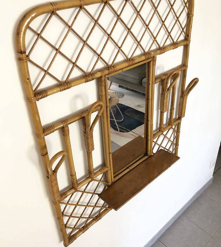 Vintage rattan wardrobe
