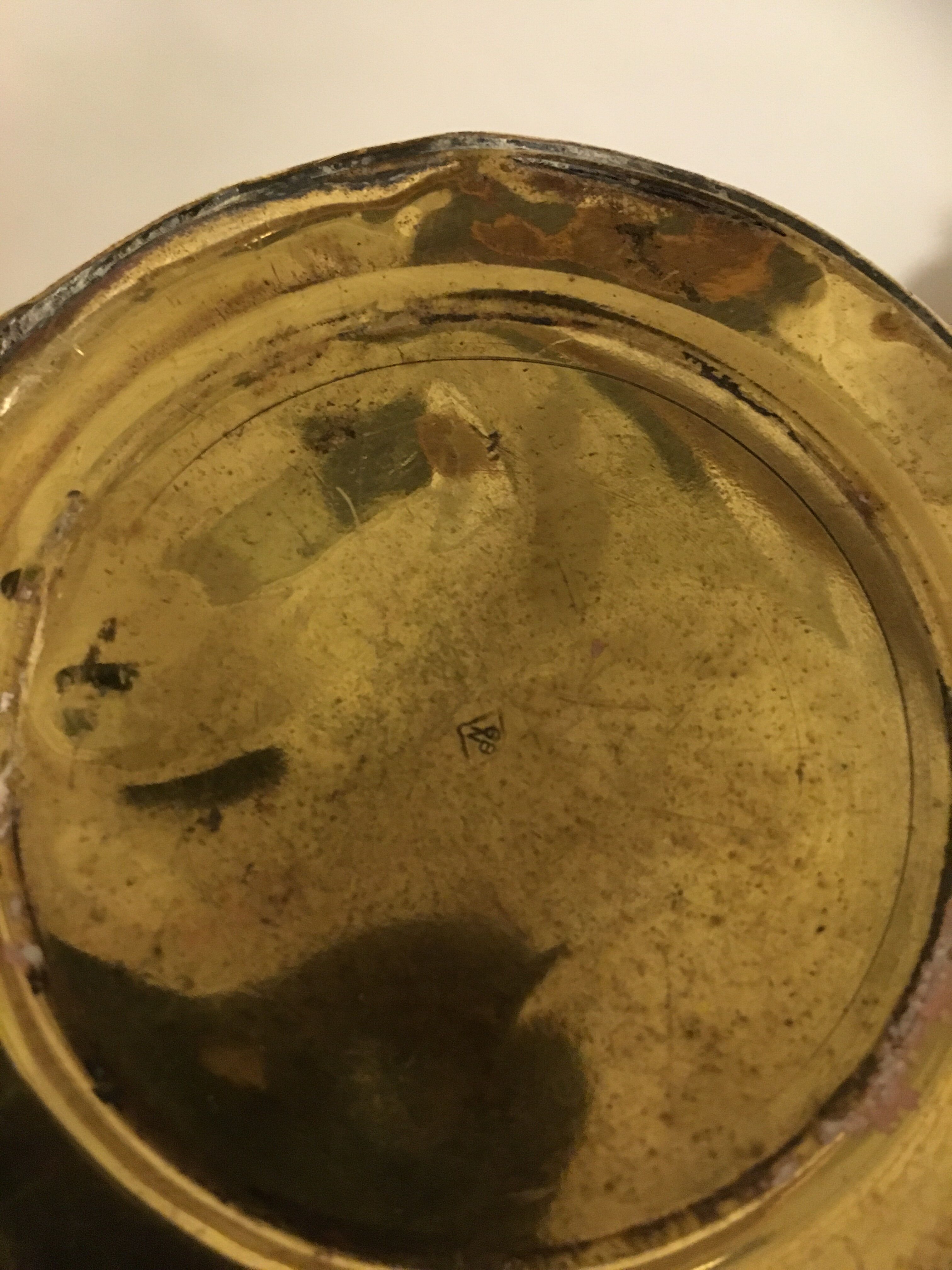 Yellow copper vase signed gbn art deco