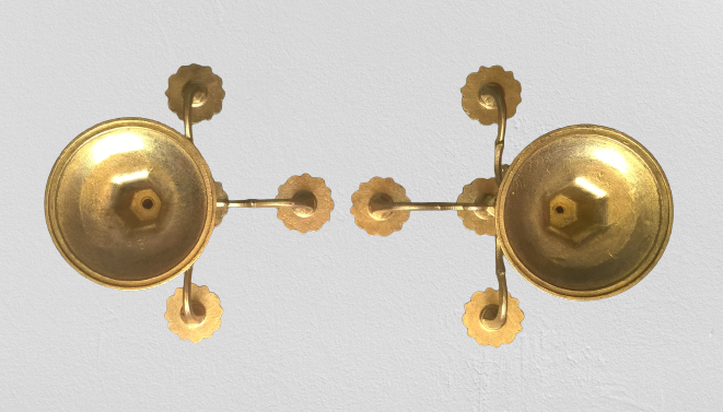 Pair of art-deco candlesticks five lights with removable light arms ~ golden regulates ~ 1930s