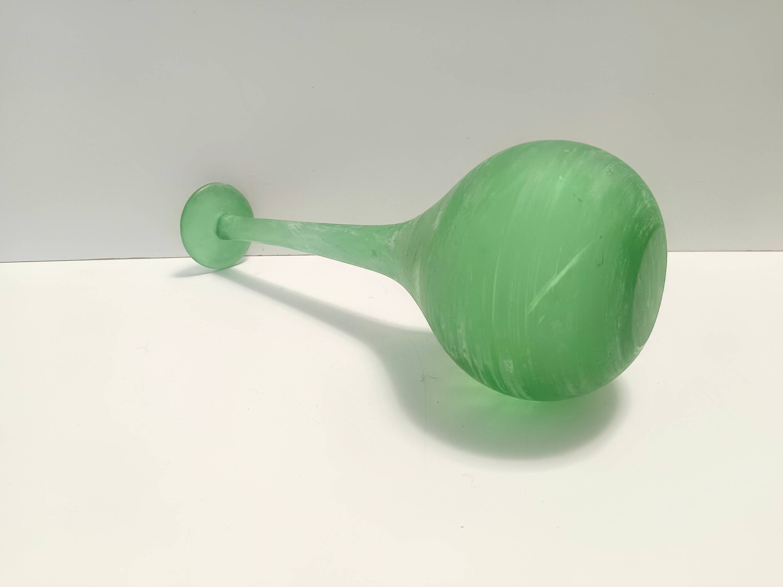 Green Blown Scavo Glass Tulip attr. to Cenedese, Italy