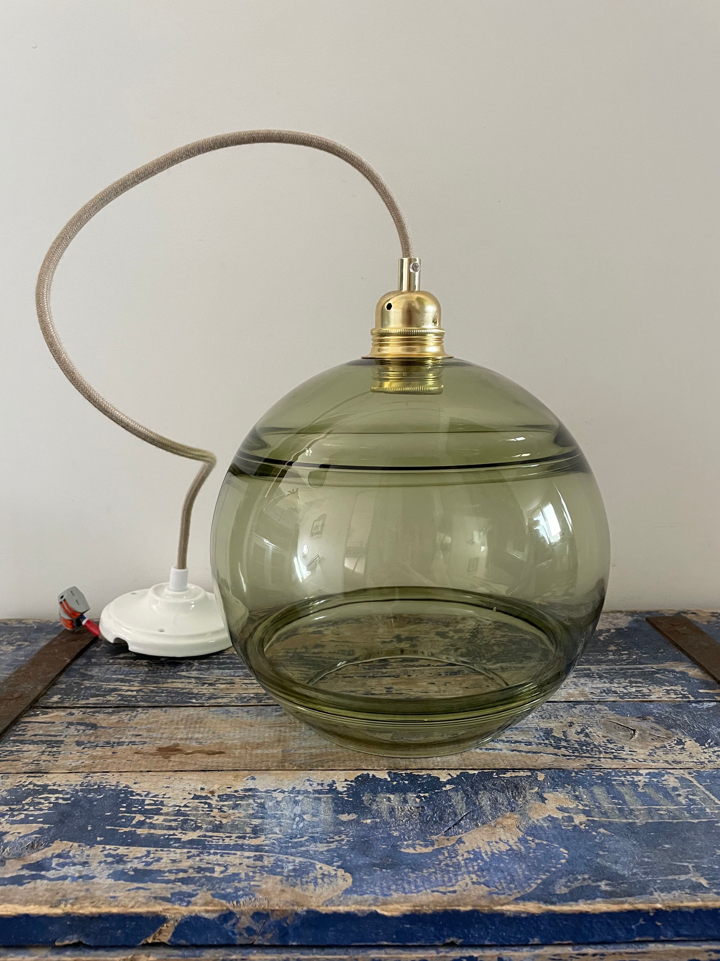 Vintage olive green pendant lamp